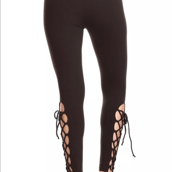 Criss Cross Black High Waist Leggings - Picture 2 of 3